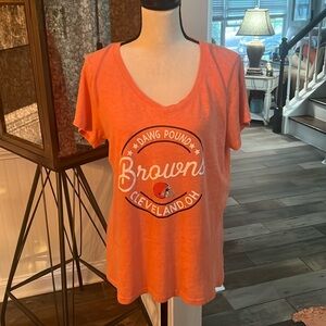 NFL Team Apparel Cleveland Browns light orange women’s graphic tee, sz XL